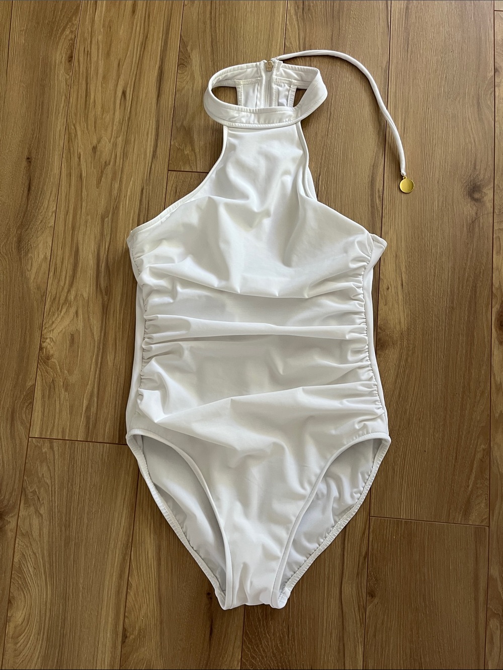 Magicsuit White High-Neck Ruched One-Piece Swimsuit